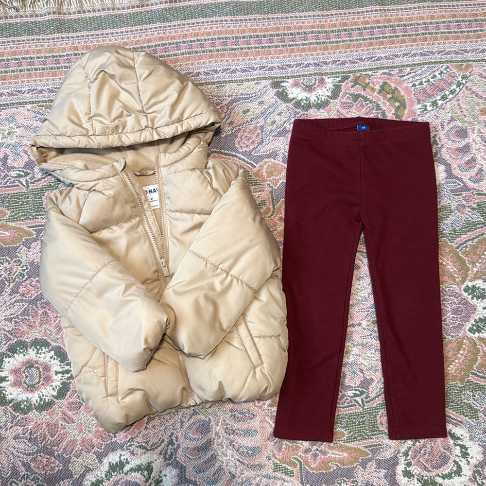 Warm Winter Bundle: Old Navy Puffer And Fleece Leggings